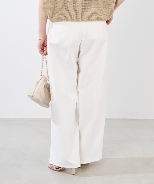 MICA&DEAL（マイカ＆ディール）の「麻混チノワイドパンツ〈2サイズ展開〉（チノパンツ・レディース・オフホワイト/ベージュ・34/36/38）」の9枚目の写真