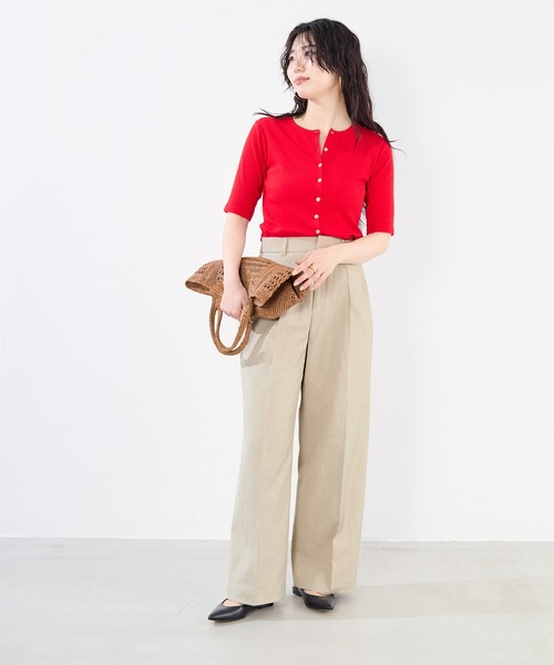 MICA&DEAL（マイカ＆ディール）の「麻混チノワイドパンツ〈2サイズ展開〉（チノパンツ・レディース・オフホワイト/ベージュ・34/36/38）」の13枚目の写真