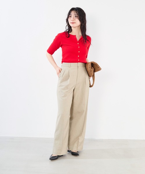 MICA&DEAL（マイカ＆ディール）の「麻混チノワイドパンツ〈2サイズ展開〉（チノパンツ・レディース・オフホワイト/ベージュ・34/36/38）」の14枚目の写真