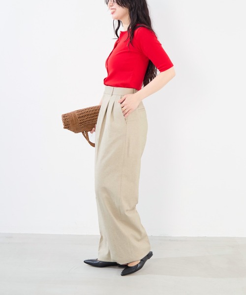 MICA&DEAL（マイカ＆ディール）の「麻混チノワイドパンツ〈2サイズ展開〉（チノパンツ・レディース・オフホワイト/ベージュ・34/36/38）」の15枚目の写真