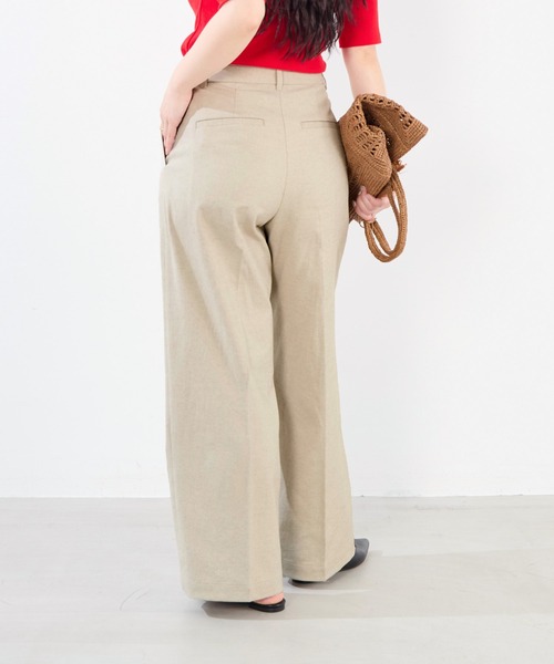 MICA&DEAL（マイカ＆ディール）の「麻混チノワイドパンツ〈2サイズ展開〉（チノパンツ・レディース・オフホワイト/ベージュ・34/36/38）」の16枚目の写真