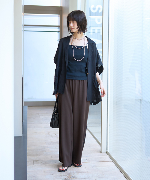 Rouge vif Anna（ルージュヴィフアンナ）の「強撚半袖シアーフォルムハーフスリーブジャケット（テーラードジャケット・レディース・ブラック/ブラウン・フリー）」の17枚目の写真