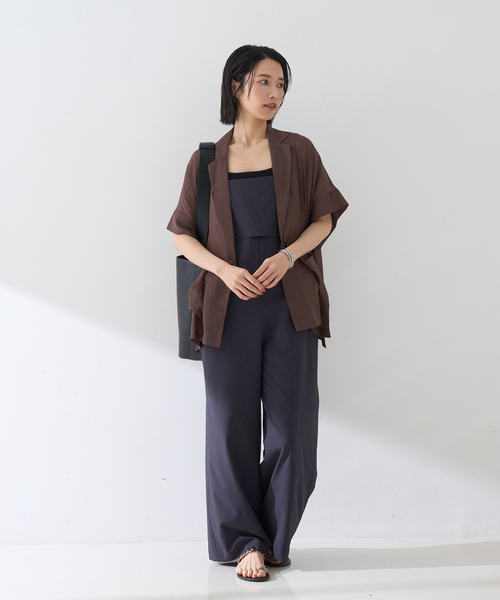 Rouge vif Anna（ルージュヴィフアンナ）の「強撚半袖シアーフォルムハーフスリーブジャケット（テーラードジャケット・レディース・ブラック/ブラウン・フリー）」の14枚目の写真