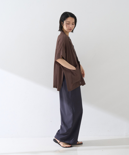 Rouge vif Anna（ルージュヴィフアンナ）の「強撚半袖シアーフォルムハーフスリーブジャケット（テーラードジャケット・レディース・ブラック/ブラウン・フリー）」の13枚目の写真