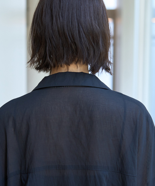 Rouge vif Anna（ルージュヴィフアンナ）の「強撚半袖シアーフォルムハーフスリーブジャケット（テーラードジャケット・レディース・ブラック/ブラウン・フリー）」の9枚目の写真