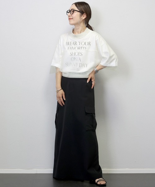 Aletta vita(アレッタビータ)の「リブxチュールシアープルオーバー(Tシャツ/カットソー・レディース・オフホワイト/ブラック・M)」の19枚目の写真