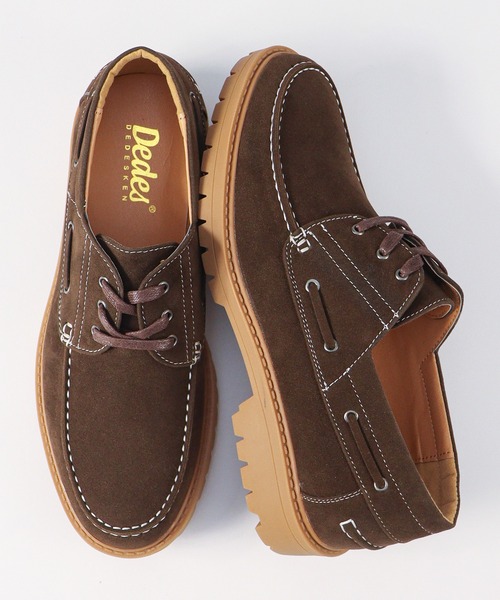 Dedes(デデス)の「Dedes / ラグソール モカシン デッキシューズ 厚底 レースアップ カジュアルシューズ (6398)(モカシン/デッキシューズ・メンズ・ブラック/グレー/ブラウン/ダークブラウン/ベージュ/ネイビー/ブラック系その他/ワイン・40/41/42/43/44)」の4枚目の写真