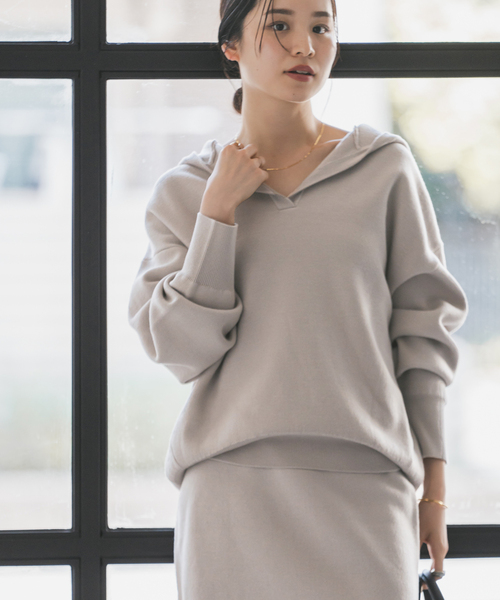 まこっこです！NOBLE 接結タック編みフードプルオーバー 追加》接結タック編みフードプルオーバー（ニット/セーター