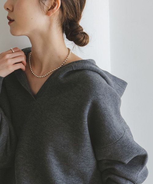 Noble（ノーブル）の「《追加》接結タック編みフードプルオーバー（ニット/セーター・レディース・ライトグレー/ブラウン/ベージュ系その他/ブラック・FREE）」の17枚目の写真