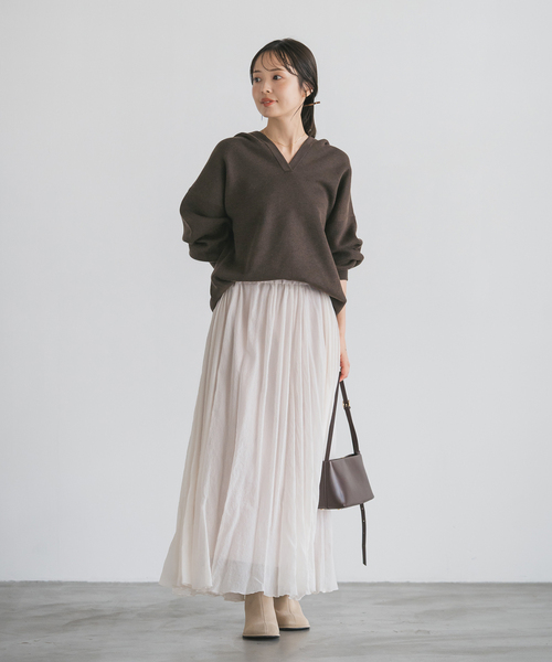 セール】《追加》接結タック編みフードプルオーバー（ニット/セーター