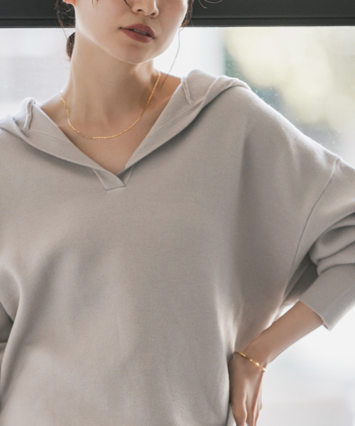 セール】《追加》接結タック編みフードプルオーバー（ニット/セーター