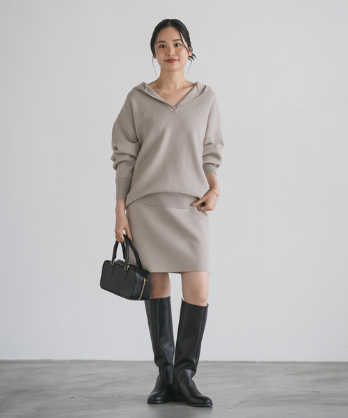 セール】《追加》接結タック編みフードプルオーバー（ニット/セーター