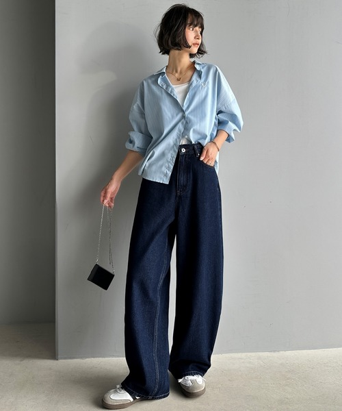 classicalelf（クラシカルエルフ）の「こなれ感抜群の1本。ゆったりシルエットカーブデニムエッグパンツ（デニムパンツ・レディース・ワンウォッシュ/ブルー/ブラウン/ブラック・X-LARGE/SMALL/MEDIUM/LARGE）」の18枚目の写真