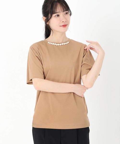 tシャツ UV天竺_クランプルパールネックTシャツ レディース セール】UV天竺_クランプルパールネックTシャツ（Tシャツ