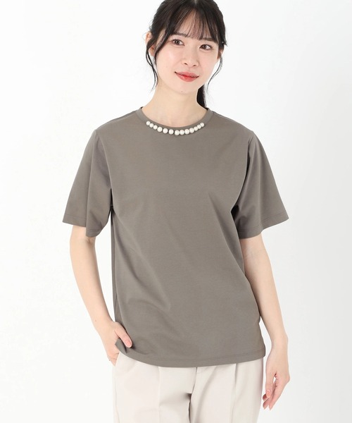 tシャツ UV天竺_クランプルパールネックTシャツ レディース セール】UV天竺_クランプルパールネックTシャツ（Tシャツ