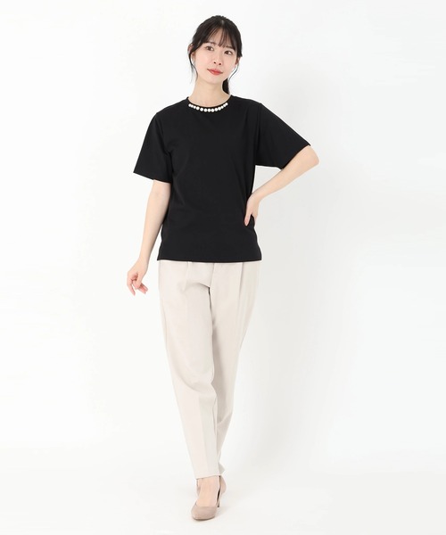 tシャツ UV天竺_クランプルパールネックTシャツ レディース セール】UV天竺_クランプルパールネックTシャツ（Tシャツ