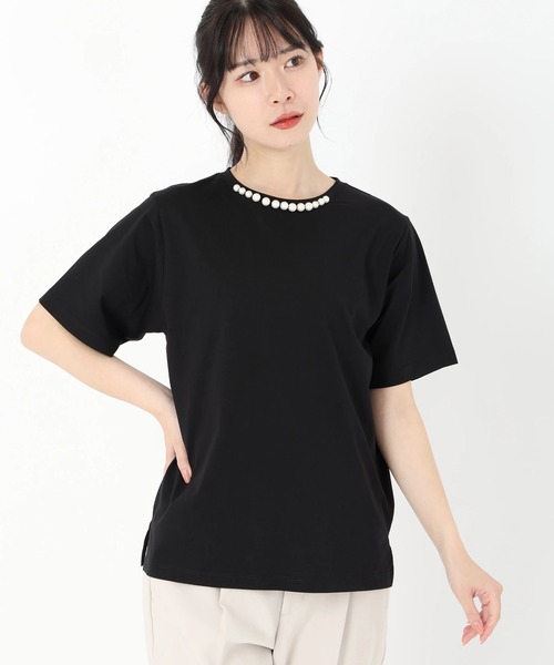 STRAWBERRY-FIELDS（ストロベリーフィールズ）の「UV天竺_クランプルパールネックTシャツ（Tシャツ/カットソー・レディース・ブラック/キャメル/グレー・2）」の11枚目の写真
