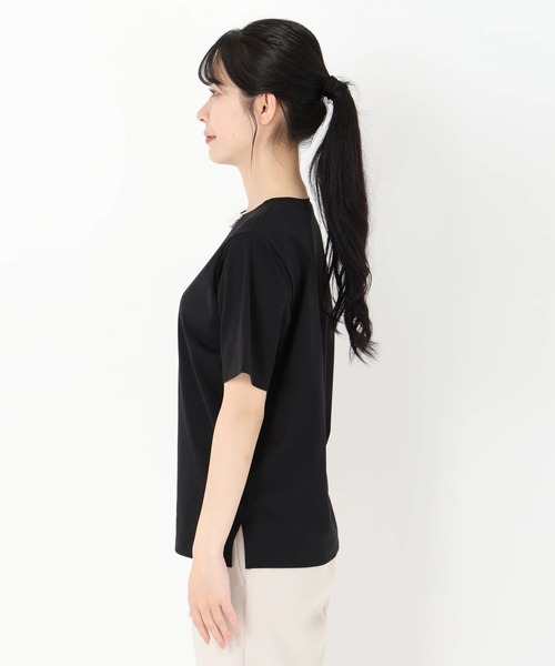 tシャツ UV天竺_クランプルパールネックTシャツ レディース セール】UV天竺_クランプルパールネックTシャツ（Tシャツ