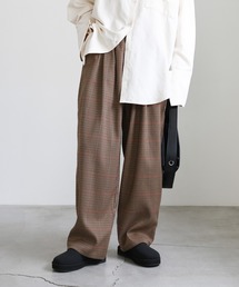 タイムセール！エルメス★ブラウン チェック柄 スラックス ts(s)(ティーエスエス) パンツチェックパンツ ブラウン サイズ 2