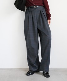 チェック柄タックパンツ