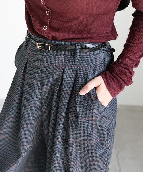 select MOCA(セレクトモカ)の「チェック柄タックパンツ(スラックス・レディース・ブラウン/チャコールグレー・MEDIUM/LARGE)」の8枚目の写真