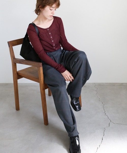 select MOCA(セレクトモカ)の「チェック柄タックパンツ(スラックス・レディース・ブラウン/チャコールグレー・MEDIUM/LARGE)」の13枚目の写真