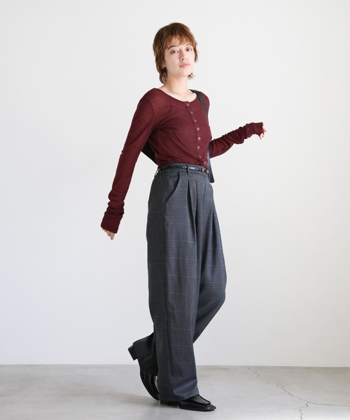セール】チェック柄タックパンツ（スラックス）｜select MOCA