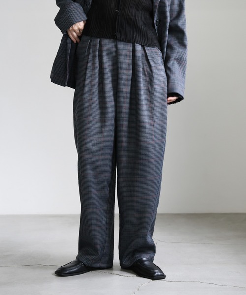 セール】チェック柄タックパンツ（スラックス）｜select MOCA