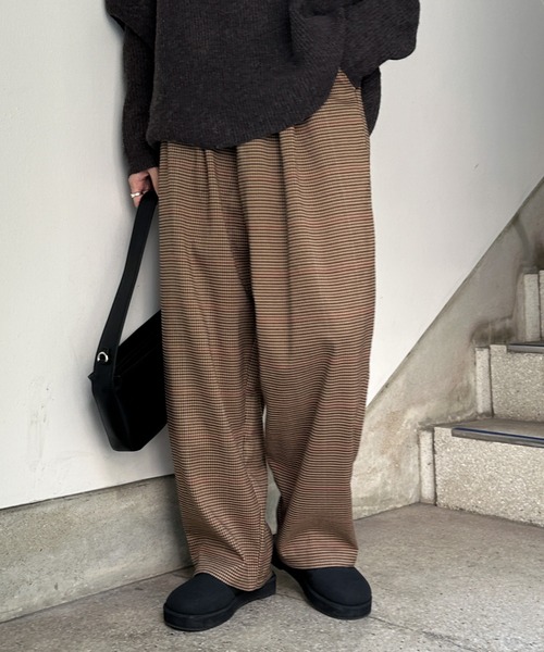 セール】チェック柄タックパンツ（スラックス）｜select MOCA