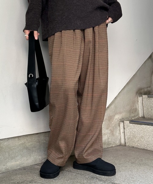 セール】チェック柄タックパンツ（スラックス）｜select MOCA
