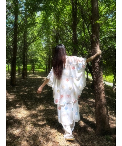 Didot.showroom（ディドット ショールーム）の「【DIDOT.】フラワーパターンシアーレイヤードSK（スカート・レディース・ブラック/アイボリー・FREE）」の17枚目の写真
