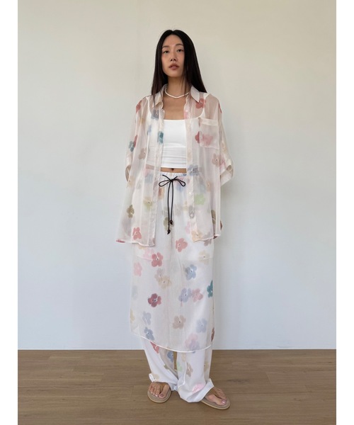 Didot.showroom（ディドット ショールーム）の「【DIDOT.】フラワーパターンシアーレイヤードSK（スカート・レディース・ブラック/アイボリー・FREE）」の10枚目の写真