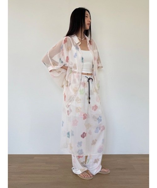 Didot.showroom（ディドット ショールーム）の「【DIDOT.】フラワーパターンシアーレイヤードSK（スカート・レディース・ブラック/アイボリー・FREE）」の12枚目の写真