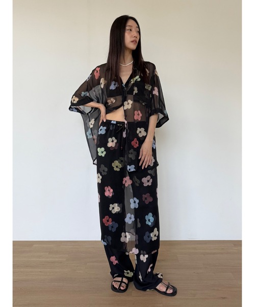 Didot.showroom（ディドット ショールーム）の「【DIDOT.】フラワーパターンシアーレイヤードSK（スカート・レディース・ブラック/アイボリー・FREE）」の14枚目の写真