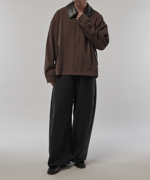 セール】【CULLNI/クルニ】襟レザー切替ZIPブルゾン（ブルゾン