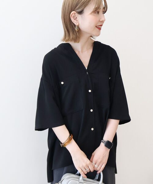 AMERICAN HOLIC（アメリカンホリック）の「ミリタリーWポケットスキッパーシャツ（シャツ/ブラウス・レディース・ブラック/グレイッシュベージュ/カーキ・M/L）」の12枚目の写真