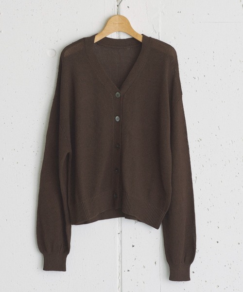 Doux archives（ドゥアルシーヴ）の「カノコ編みカーディガン（カーディガン/ボレロ・レディース・オレンジ/アイボリー/ブラウン・FREE）」の2枚目の写真