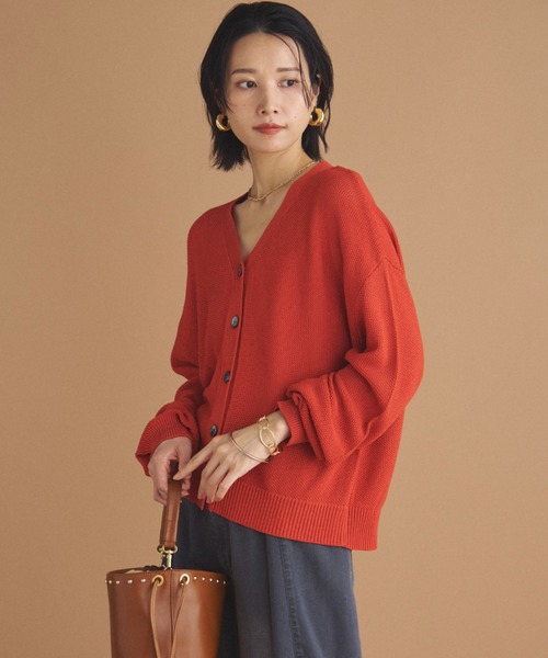 Doux archives（ドゥアルシーヴ）の「カノコ編みカーディガン（カーディガン/ボレロ・レディース・オレンジ/アイボリー/ブラウン・FREE）」の3枚目の写真