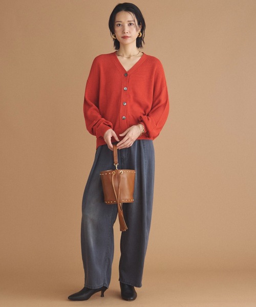 Doux archives（ドゥアルシーヴ）の「カノコ編みカーディガン（カーディガン/ボレロ・レディース・オレンジ/アイボリー/ブラウン・FREE）」の6枚目の写真