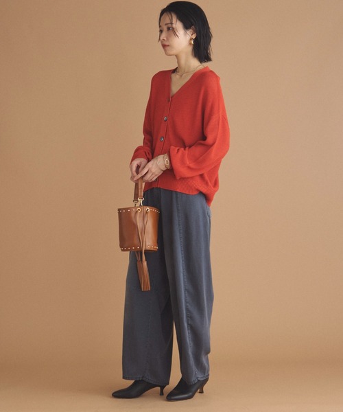 Doux archives（ドゥアルシーヴ）の「カノコ編みカーディガン（カーディガン/ボレロ・レディース・オレンジ/アイボリー/ブラウン・FREE）」の7枚目の写真