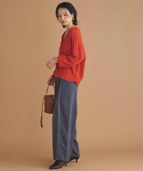 Doux archives（ドゥアルシーヴ）の「カノコ編みカーディガン（カーディガン/ボレロ・レディース・オレンジ/アイボリー/ブラウン・FREE）」の8枚目の写真