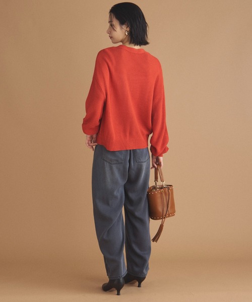 Doux archives（ドゥアルシーヴ）の「カノコ編みカーディガン（カーディガン/ボレロ・レディース・オレンジ/アイボリー/ブラウン・FREE）」の9枚目の写真