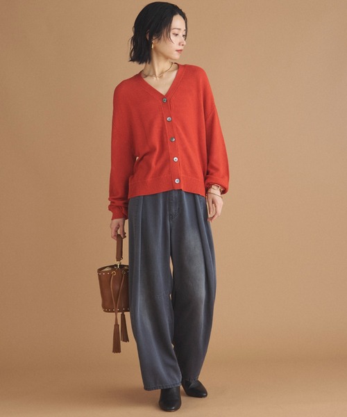 Doux archives（ドゥアルシーヴ）の「カノコ編みカーディガン（カーディガン/ボレロ・レディース・オレンジ/アイボリー/ブラウン・FREE）」の11枚目の写真