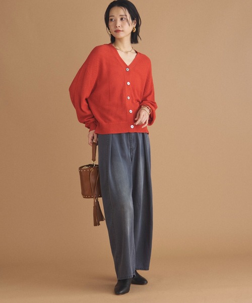 Doux archives（ドゥアルシーヴ）の「カノコ編みカーディガン（カーディガン/ボレロ・レディース・オレンジ/アイボリー/ブラウン・FREE）」の12枚目の写真