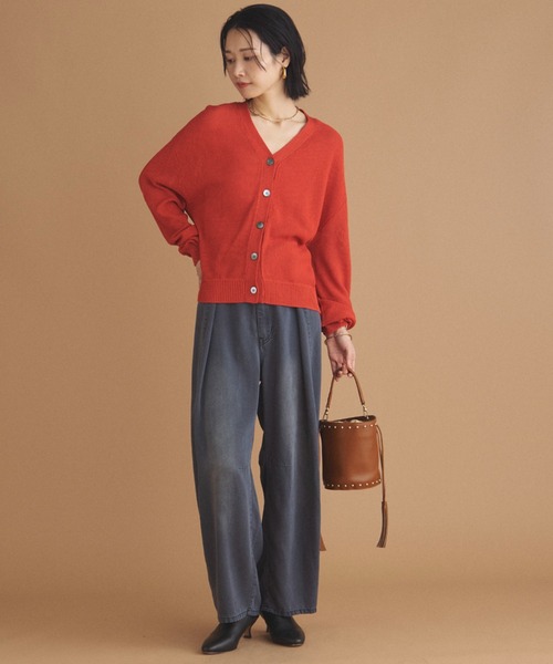 Doux archives（ドゥアルシーヴ）の「カノコ編みカーディガン（カーディガン/ボレロ・レディース・オレンジ/アイボリー/ブラウン・FREE）」の13枚目の写真