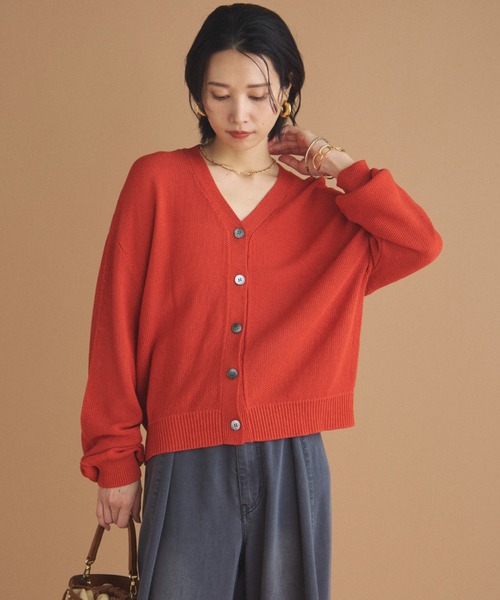 Doux archives（ドゥアルシーヴ）の「カノコ編みカーディガン（カーディガン/ボレロ・レディース・オレンジ/アイボリー/ブラウン・FREE）」の14枚目の写真