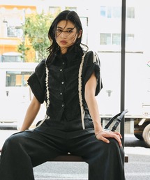 United Tokyo ブラックブラウス UNITED TOKYO（ユナイテッドトウキョウ）の「オーバーレイヤー