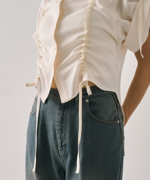 UNITED TOKYO（ユナイテッドトウキョウ）の「Adjustable Length Mesh Shirt｜ウォッシャブル/半袖（シャツ/ブラウス・レディース・ブラック/マルチ/オフホワイト/ブラック系その他・FREE）」の15枚目の写真