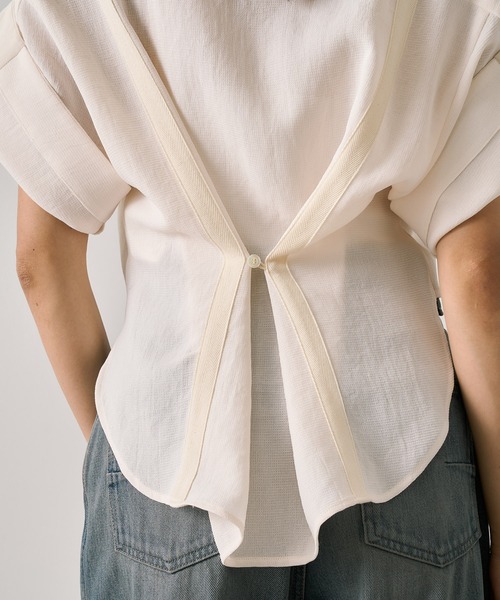 UNITED TOKYO（ユナイテッドトウキョウ）の「Adjustable Length Mesh Shirt｜ウォッシャブル/半袖（シャツ/ブラウス・レディース・ブラック/マルチ/オフホワイト/ブラック系その他・FREE）」の16枚目の写真