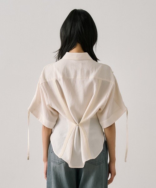 UNITED TOKYO（ユナイテッドトウキョウ）の「Adjustable Length Mesh Shirt｜ウォッシャブル/半袖（シャツ/ブラウス・レディース・ブラック/マルチ/オフホワイト/ブラック系その他・FREE）」の12枚目の写真